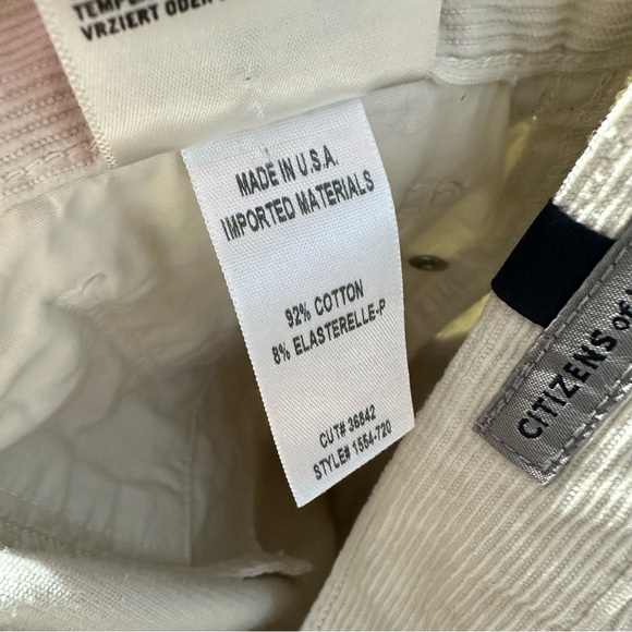 Citizens of humanity beige cream cords corduroy Agnes mid ride straight slim - Picture 9 of 11